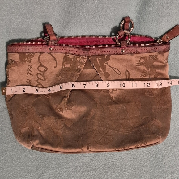 Coach Pink and Brown Shoulder Bag with Signature Design - Picture 10 of 10